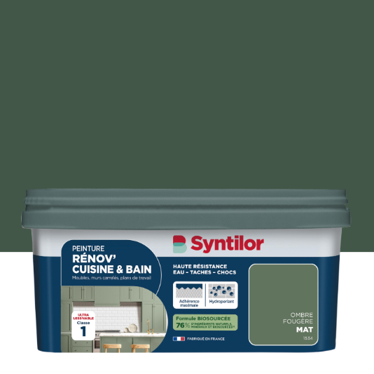 Peinture meuble ombre fougère mat SYNTILOR Rénov' cuisine et bain 2L