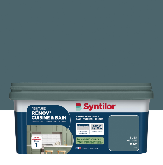 Peinture meuble bleu abysse mat SYNTILOR Rénov' cuisine et bain 2L