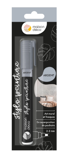 Peinture mur argent brillant MAISON DECO Pochoir 0.01L