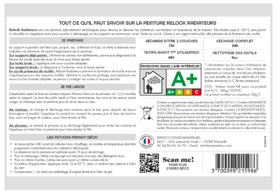 Peinture radiateur gris perle satin MAISON DECO Relook radiateurs 0.5L