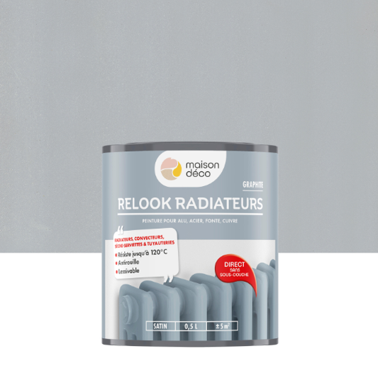 Peinture radiateur graphite satin MAISON DECO Relook radiateurs 0.5L