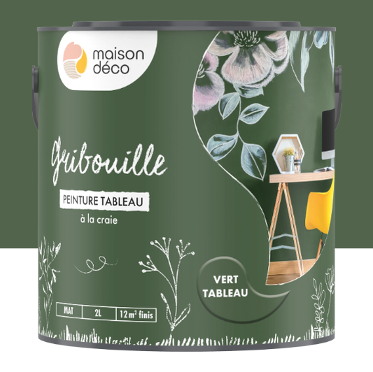 Peinture mur vert tableau mat MAISON DECO Gribouille 2L
