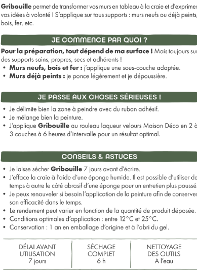 Peinture mur vert tableau mat MAISON DECO Gribouille 2L