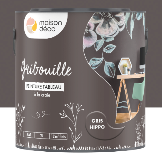 Peinture mur gris hippo mat MAISON DECO Gribouille 2L