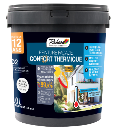 Peinture extérieure façade Confort thermique RICHARD blanc polaire mat 10l