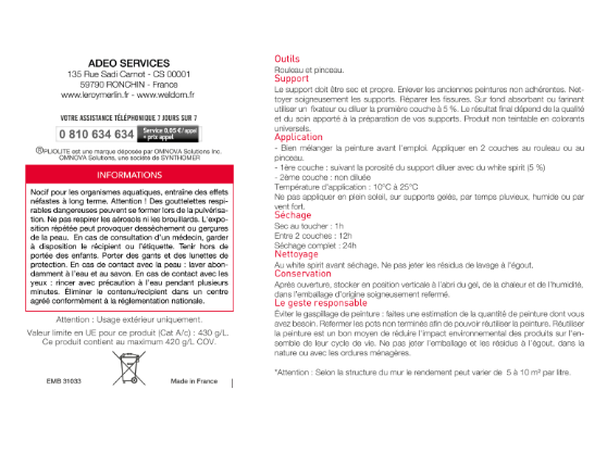 Peinture extérieure façade Pliolite blanc mat 10l