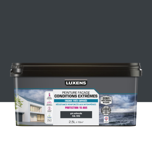 Peinture extérieure façade Conditions extrêmes LUXENS gris anthracite mat 2.5l