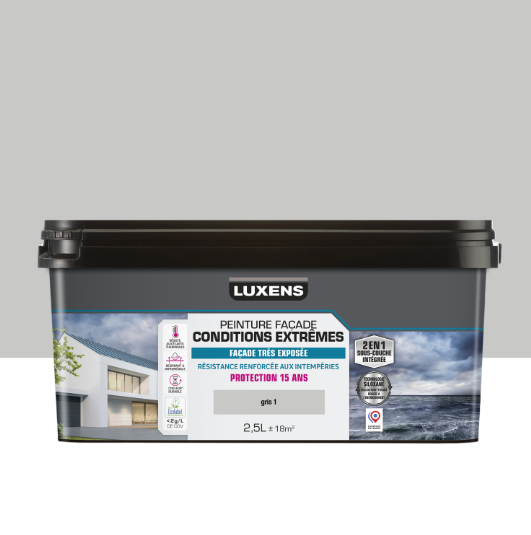 Peinture extérieure façade Conditions extrêmes LUXENS gris 1 mat 2.5l
