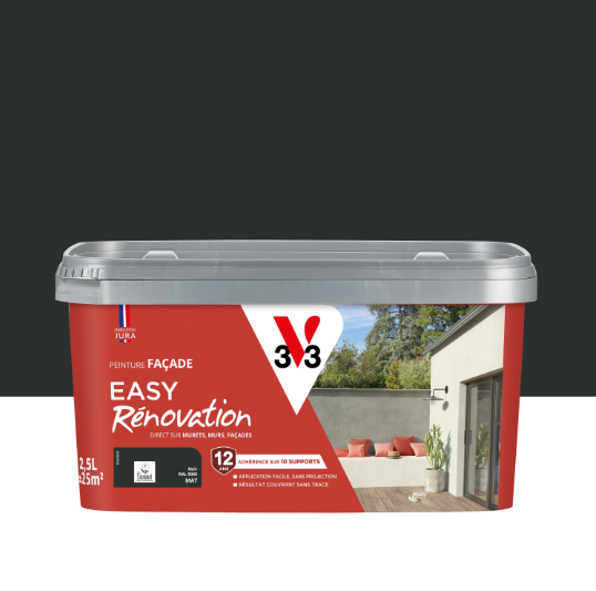 Peinture extérieure façade Easy rénovation V33 noir ral 9005 mat 2.5l