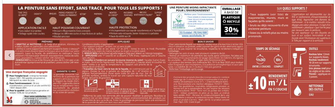 Peinture extérieure façade Easy rénovation V33 anthracite mat 2.5l