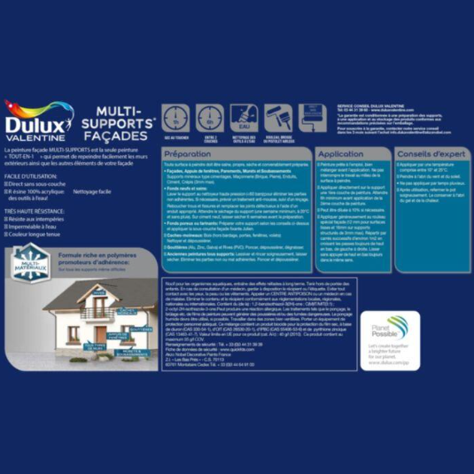 Peinture extérieure façade Ecran+ ms DULUX VALENTINE meuliere mat 2.5l