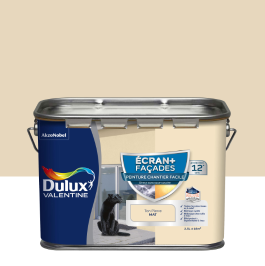 Peinture extérieure façade Ecran+ cf DULUX VALENTINE ton pierre mat 2.5l