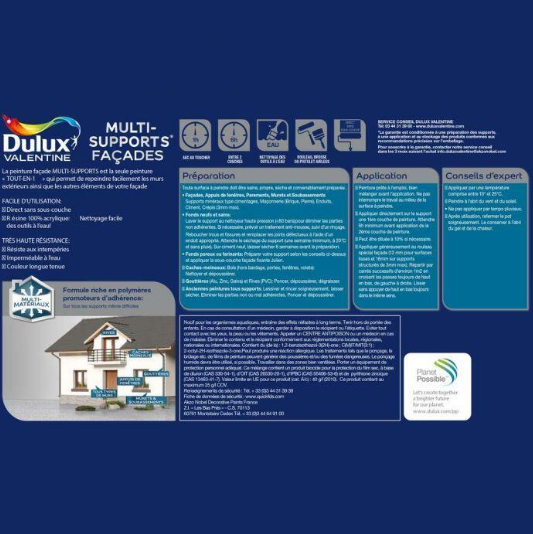 Peinture extérieure façade Ecran+ cf DULUX VALENTINE ton pierre mat 2.5l