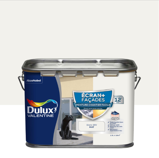Peinture extérieure façade Ecran+ cf DULUX VALENTINE blanc mat 2.5l