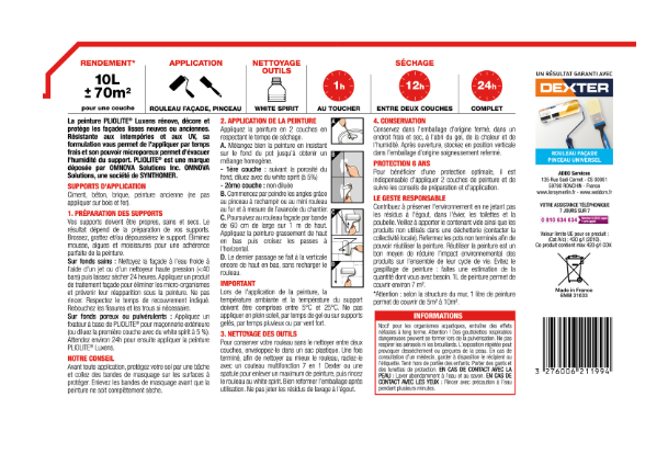 Peinture extérieure façade Pliolite LUXENS pierre mat 10l