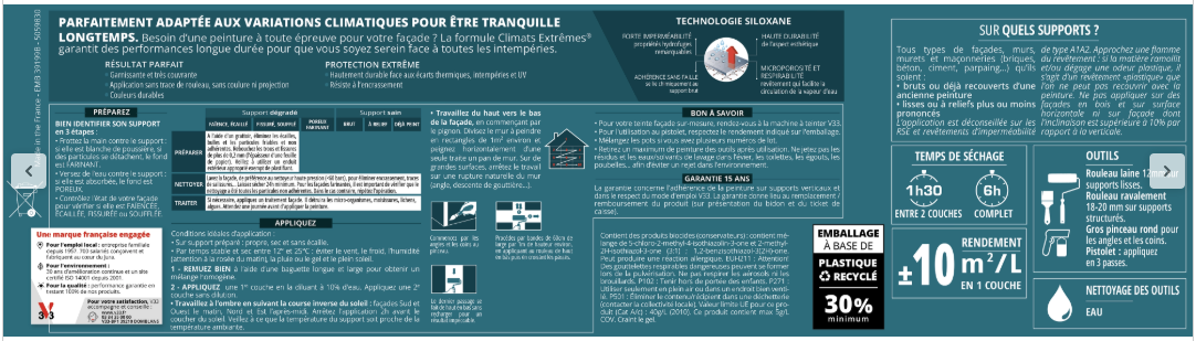 Peinture extérieure façade Climats extrêmes® V33 pierre mat 2.5l