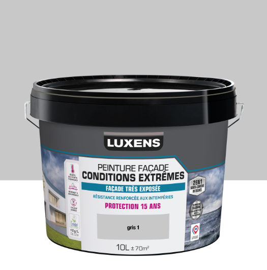 Peinture extérieure façade Conditions extrêmes LUXENS gris 1 mat 10l