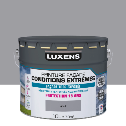Peinture extérieure façade Conditions extrêmes LUXENS gris 2 mat 10l