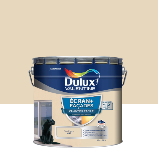 Peinture extérieure façade Ecran+ cf DULUX VALENTINE ton pierre mat 10l