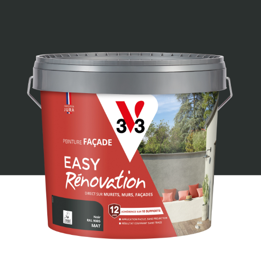 Peinture extérieure façade Easy rénovation V33 noir ral 9005 mat 10l