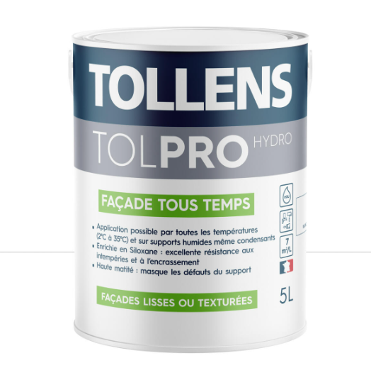 Peinture extérieure façade Tolpro tous temps TOLLENS PRO blanc mat 5l