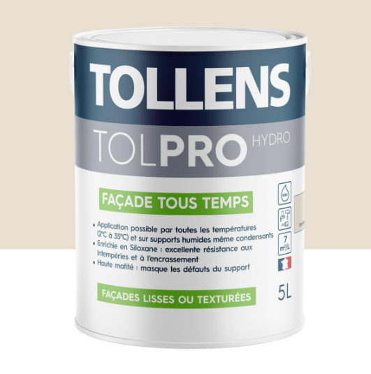 Peinture extérieure façade Tolpro tous temps TOLLENS PRO ton pierre mat 5l