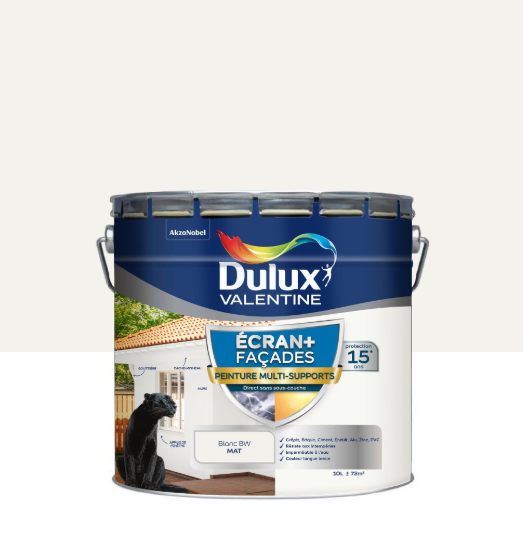 Peinture extérieure façade Ecran+ ms DULUX VALENTINE blanc mat 10l