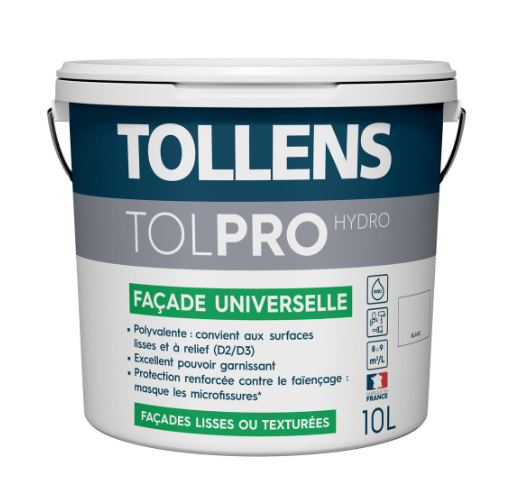 Peinture extérieure façade Universelle TOLLENS PRO blanc mat 10l