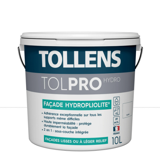 Peinture extérieure façade Tolpro hydropliolite® TOLLENS PRO blanc mat 10l