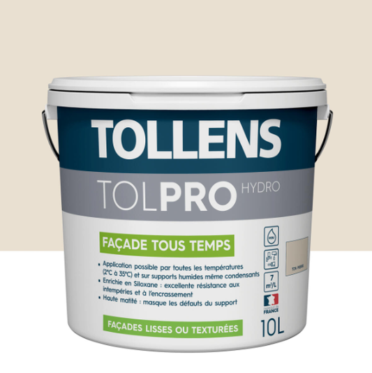 Peinture extérieure façade Tolpro tous temps TOLLENS PRO ton pierre mat 10l