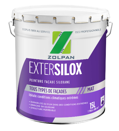 Peinture extérieure façade Siloxane ZOLPAN blanc mat 15l