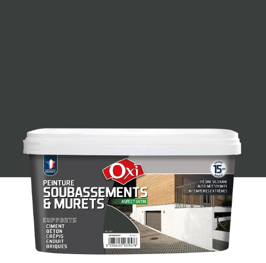 Peinture extérieure façade , OXI gris anthracite satiné 2.5l