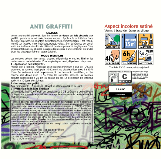 Peinture extérieure mur, façade Anti graffiti JULIEN incolore satiné 0.5l