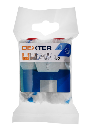 Lot de 2 mini manchons peinture pour mur lisse, DEXTER, l.60 mm