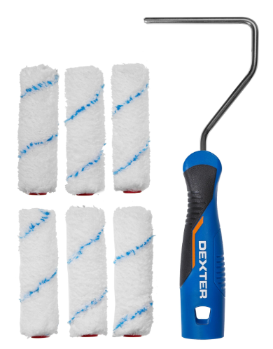 Lot de minirouleaux et recharges 110mm mur lisse ou plafond, DEXTER