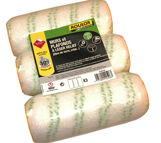 Lot de 3 recharges pour peindre une surface irrégulière l.180 mm ROULOR
