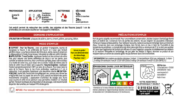 Enduit de rebouchage en pâte Prêt à l'emploi AXTON blanc 330 g