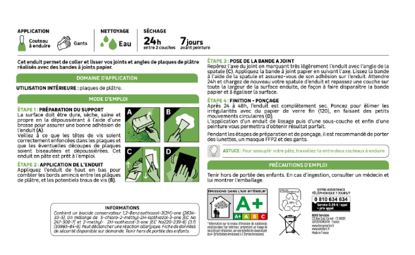 Enduit pour joint en pâte AXTON blanc 7 kg