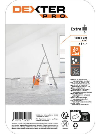 Rouleau de bâche de protection DEXTER PRO, L.15 x l.3 m