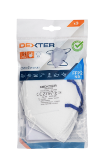 Lot de 3 masques jetables contre la poussière ffp2 DEXTER