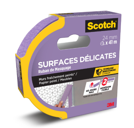 Ruban de masquage SCOTCH l.24 mm x L.41 m surfaces délicates