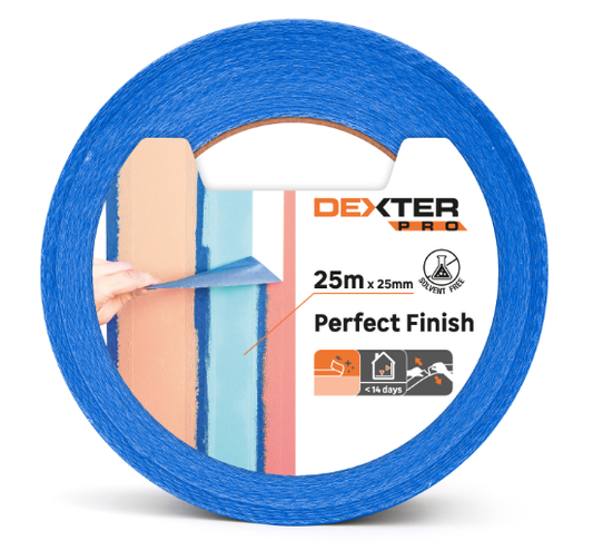 Ruban de masquage DEXTER l.25 mm x L.25 m surfaces lisses bleu