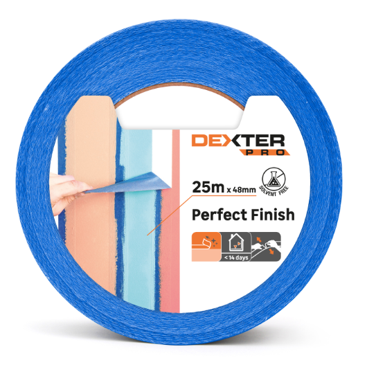 Ruban de masquage DEXTER l.48 mm x L.25 m surfaces lisses bleu