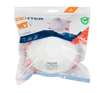 Lot de 3 masques jetables contre la poussière ffp3 DEXTER