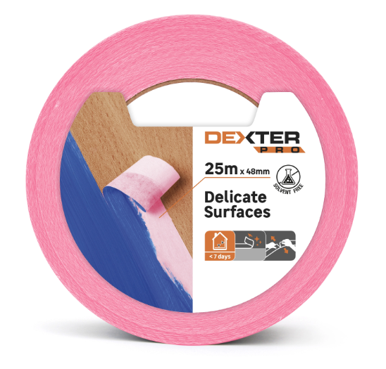 Ruban de masquage DEXTER l.48 mm x L.25 m surfaces délicates rose