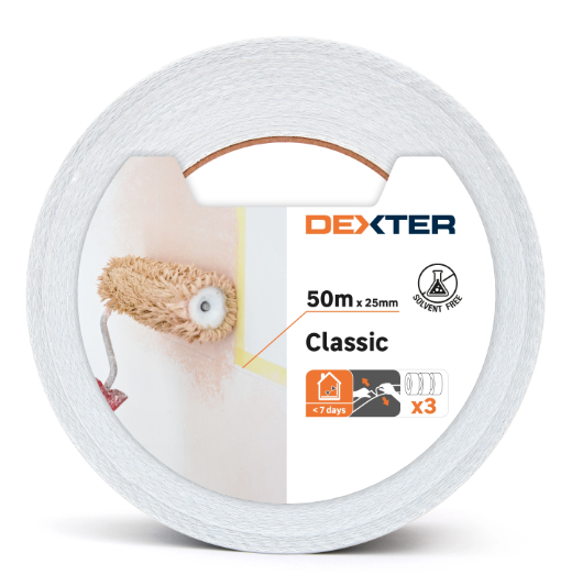 Lot de 3 rubans de masquage DEXTER l.25 mm x L.50 m surfaces lisses