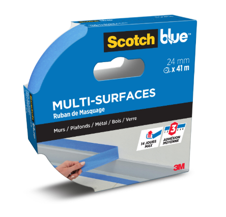Ruban de masquage SCOTCH l.24 mm x L.41 m Multi-surfaces