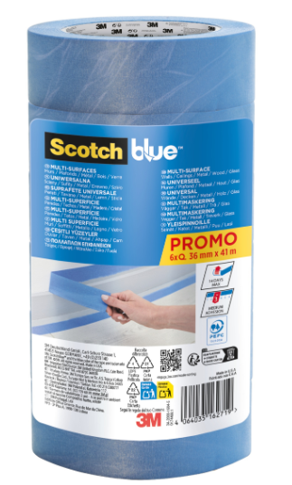 Lot de 6 rubans de masquage SCOTCHBLUE l.36 mm x L.41 m multisurface
