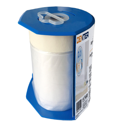 Bâche de protection avec ruban de masquage + recharge DEXTER, L.25 x l.0.55 m