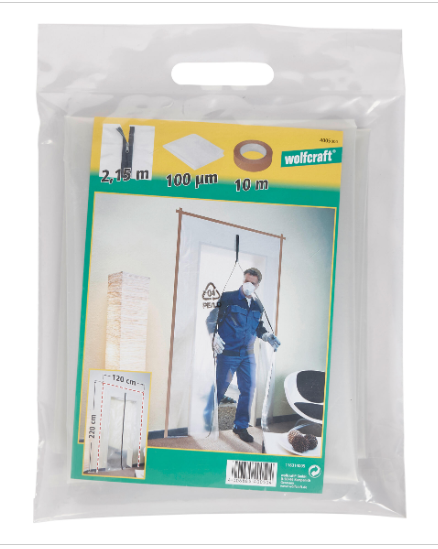 Kit bâche anti-poussière pour porte WOLFCRAFT, L.2.2 x l.1 m